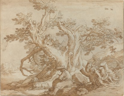 Landscape with Seated Figure and Dog.