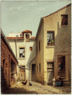 Courtyard interior in Menilmontant, c1890.