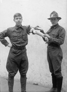 Boy Scouts Training Demonstration, 1912. [Tourniquet].