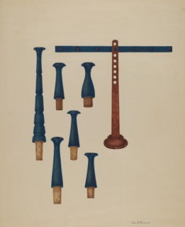 Shaker Pegs and Candlestand, c. 1938.