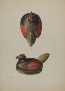 Pa. German Carved Wooden Chicken, c. 1937.