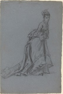 Fashionable Young Woman Stepping Forward, 1890s.