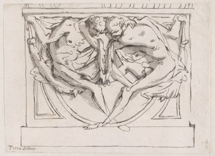 Stucco bas-relief with two male figures, 1700-1800.