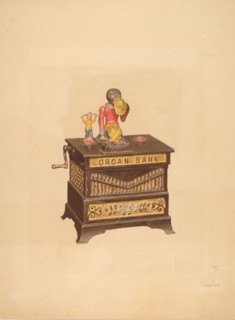 Toy Bank: Monkey and Hurdy-Gurdy, c. 1939.