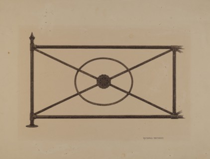 Balcony Railing with Cast Rosette, c. 1940.