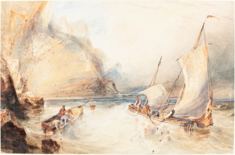 French Fishing Boats off a Rocky Coast, 1833.