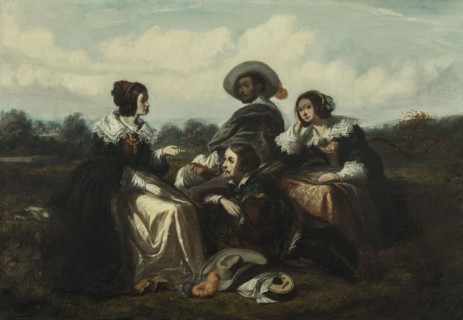 Recital. Figures in Louis XIII costume, c1830.