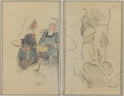 Two Breton Women; Landscape [recto], 1884-1888.