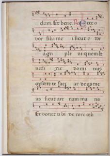 Leaf 8 from an antiphonal fragment (verso), c. 1275.