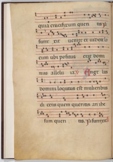 Leaf 1 from an antiphonal fragment (verso), c. 1275.