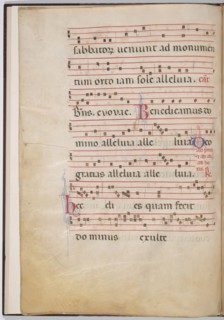 Leaf 4 from an antiphonal fragment (verso), c. 1275.