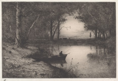 A Fisherman in a Wooded Pond at Evening, 1887.