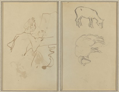 Man Playing Piano; Two Sheep [verso], 1884-1888.