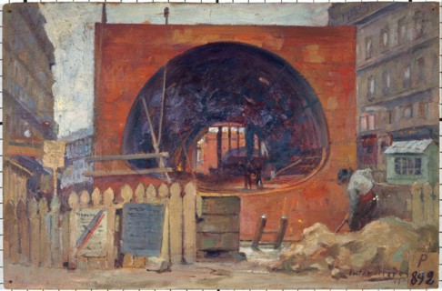 Metropolitan work in Place Saint-Michel in 1906.