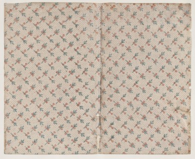 Sheet with dot grid pattern with bouquets, 19th century.