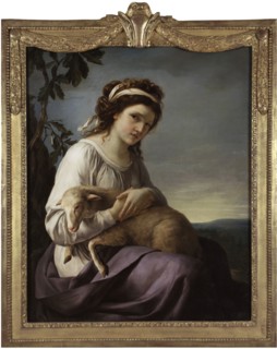 Portrait of a young woman holding a lamb, 1788.