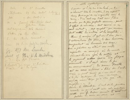 Address List; Manuscript Page [recto], 1884-1888.