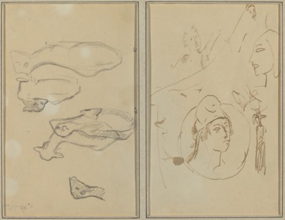 Five Sheep; Four Head Studies [verso], 1884-1888.