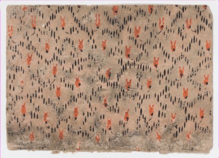 Sheet with pattern of red and black dashes, 19th century.