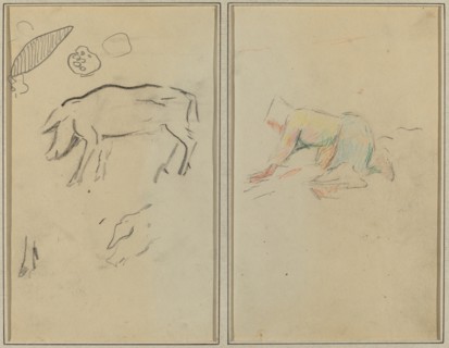 A Pig; Breton Peasant Kneeling [verso], 1884-1888.