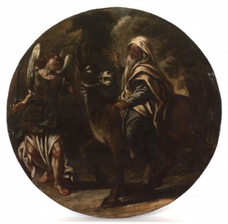 Balaam and his donkey stopped by the angel of the Lord.