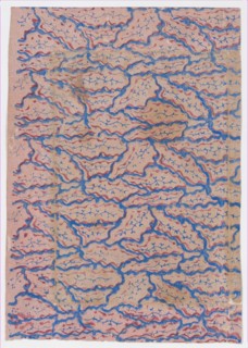 Pink sheet with overall blue abstract pattern, 19th century.