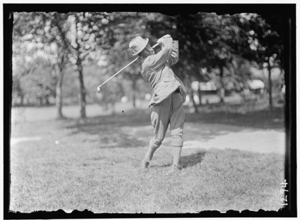 Walter Travis playing golf, between 1909 and 1914. Creator: Harris & Ewing.