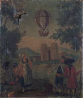 Ascent of an aerostat, around 1783, between 1778 and 1788.