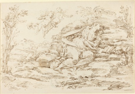 Penitent Magdalene with Angels in a Landscape [recto].