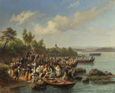 Church Boats at Leksand, 1860. Creator: Wallander, Josef Wilhelm (1821-1888).