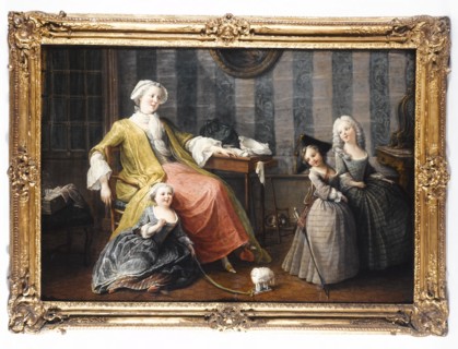 Une mère qui regarde jouer ses enfants, c1750.