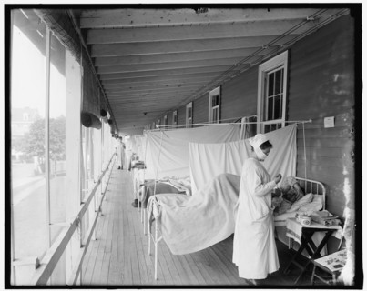 Walter Reed Hospital Flu Ward, between 1910 and 1920.