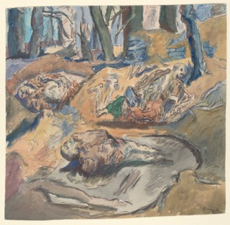 Dead Scottish Soldiers on the Battlefield near Ypres, 1916.