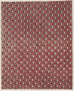 Sheet with overall red and black geometric pattern, 19th century.