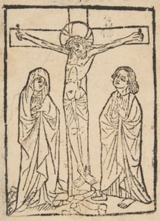Christ on the Cross, with the Virgin and Saint John, 15th century.