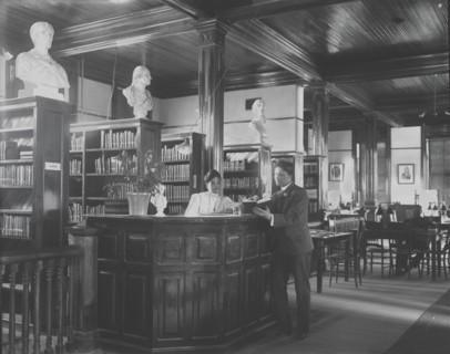 Library interior at Tuskegee Institute, 1906. Creator: Frances Benjamin Johnston.