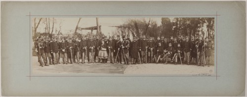 Panorama: group portrait of soldiers, 1870.