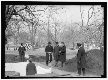 Wilson, Woodrow, at tree planting, between 1909 and 1923.