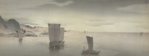 Ships anchored offshore, Between 1900 and 1915. Private Collection.