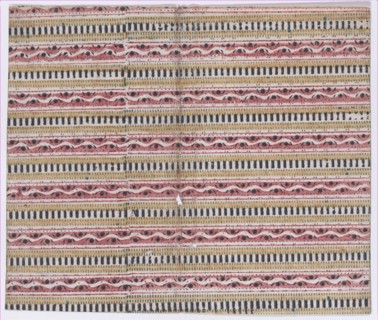 Book cover with overall geometric and stripe pattern, 19th century.