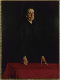 Portrait of Louise Michel (1830-1905), at the podium, 1882.
