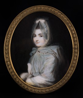 Portrait d'une jeune femme en mante bleutée, c1780- 1785. \r
