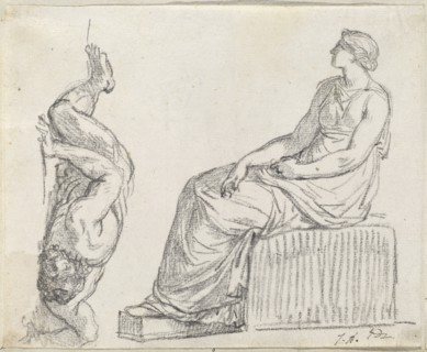 Seated Woman and Man Sprawling on the Ground, 1775/80.