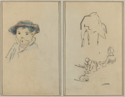 Little Breton Boy; A Pig and a Washerwoman [recto], 1884-1888.