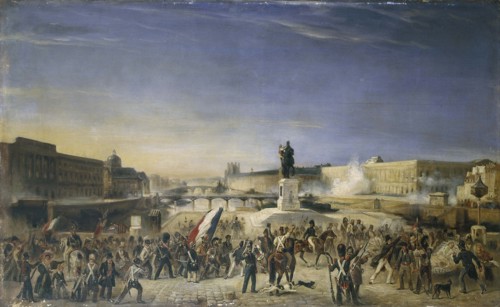 Attack on the Louvre, July 29, 1830, seen from the Pont-Neuf, 1830.