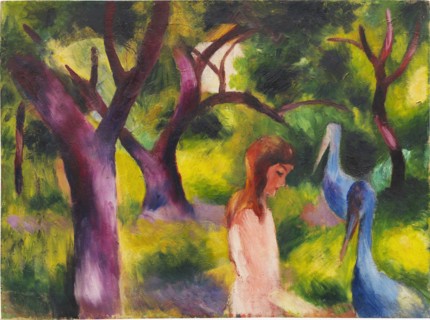 Girl with blue birds (Kid with blue birds), 1914. Private Collection.