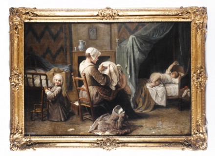 Une chambre où une servante habille des enfants, c1750.