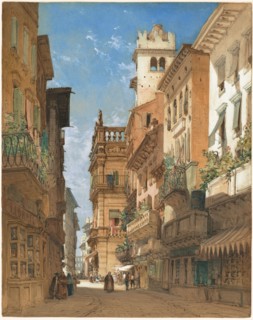 Corso Sant' Anastasia with the Palazzo Maffei in Verona, 1855.