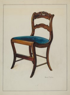 Mahogany Chair with Card Rose Design on UpperWrung, c. 1937.