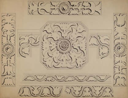 Connecticut-type Hadley Chest-Detail of Central Panel, c. 1936.